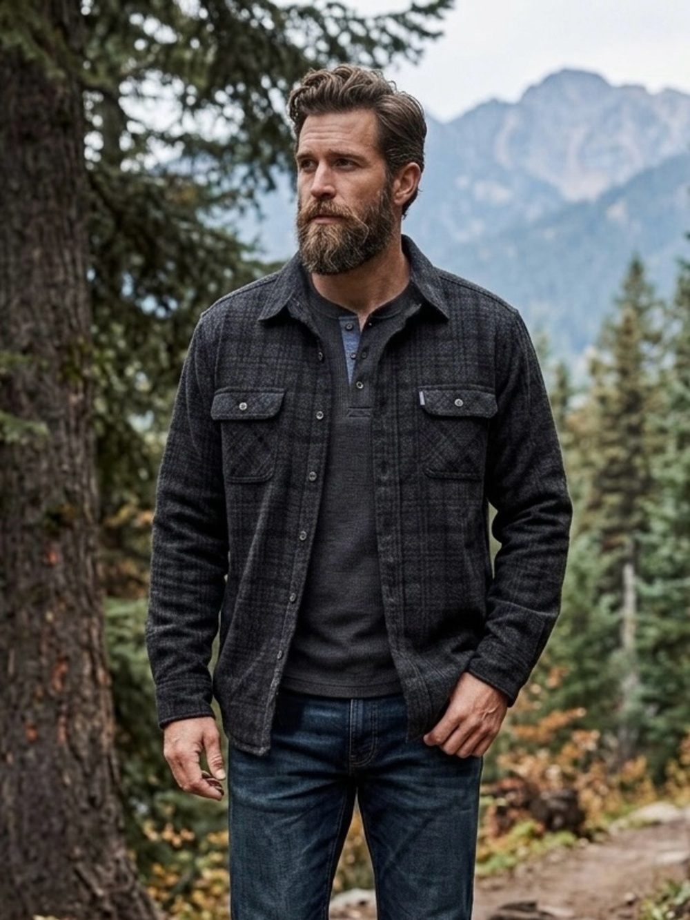 Men's Chaps Charcoal Quilted Button-Front Shacket - Heavyweight Shirt Soft